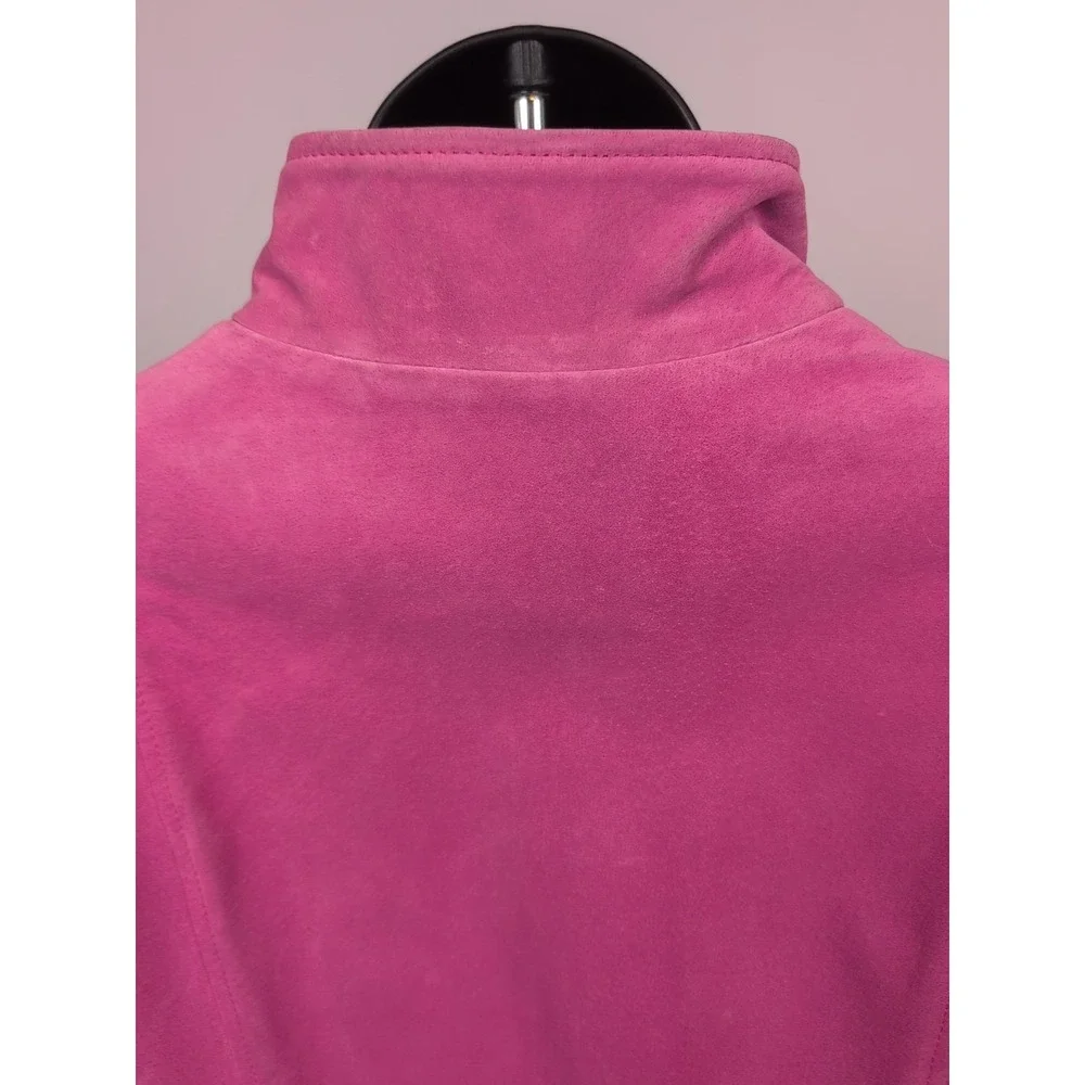 Anne Klein Vintage Brushed Leather Jacket Pink Size 12 100%‎ Leather NWT